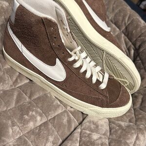 Nike Brown and Cream High-Top Sneakers